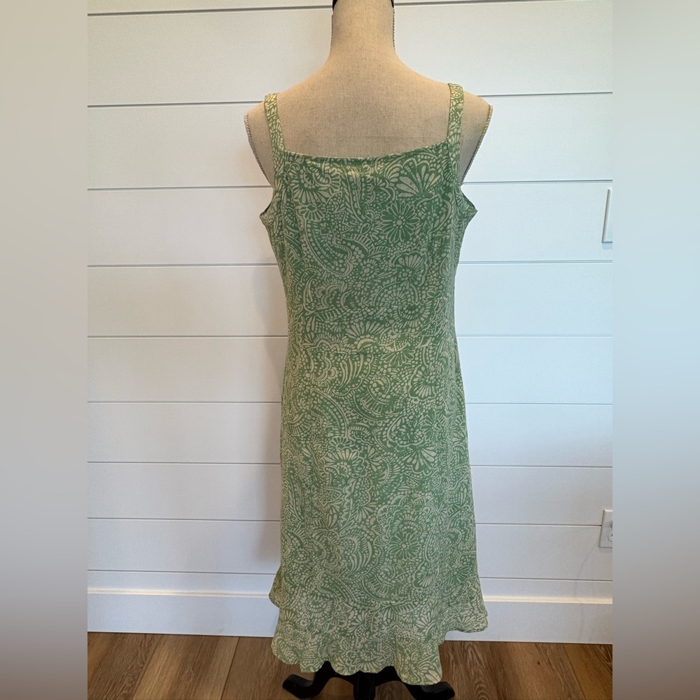 🔥SOLD🔥 Eddie Bauer Boho Green Paisley Tank Midi Dress SZ 10 100% Cotton - Picture 2 of 10